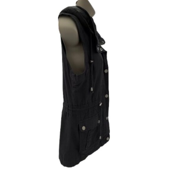 YMI Women’s Small Charcoal Hooded Utility Cargo Vest Jacket - Picture 7 of 8